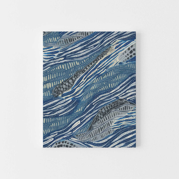 Ocean Painting Pattern Blue and Cream Abstract Wall Art Print or Canvas - Jetty Home