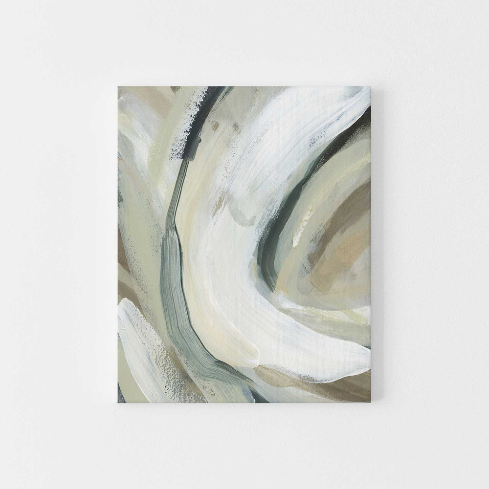 White and Tan Neutral Abstract Flow Painting Wall Art Print or Canvas - Jetty Home