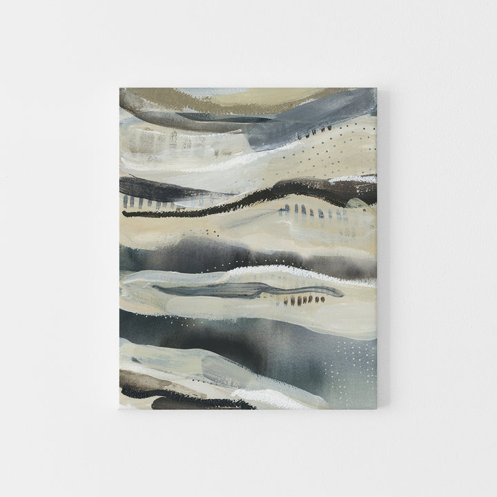 Lake Water Abstract Painting Navy Beige Modern Wall Art Print or Canvas - Jetty Home