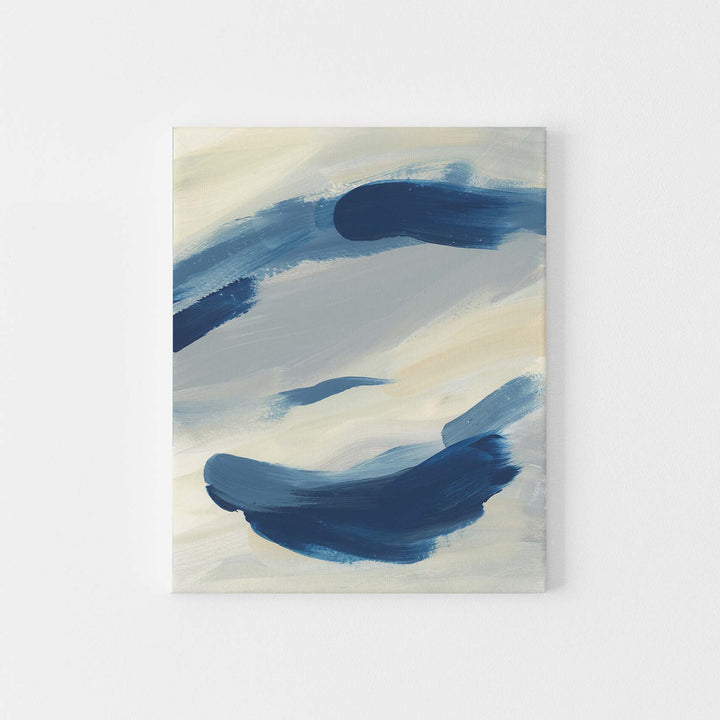 Abstract Beach House Blue and Cream Modern Painting Wall Art Print or Canvas - Jetty Home