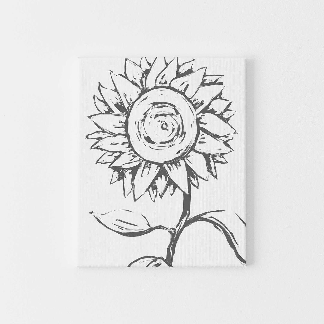 Sunflower Modern Flower Minimalist Farmhouse Country Wall Art Print or Canvas - Jetty Home