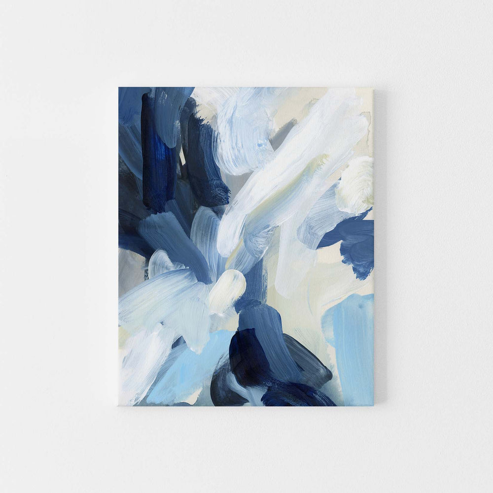 Modern Coastal Blue and Beige Painting Ocean Abstract Wall Art Print or Canvas - Jetty Home