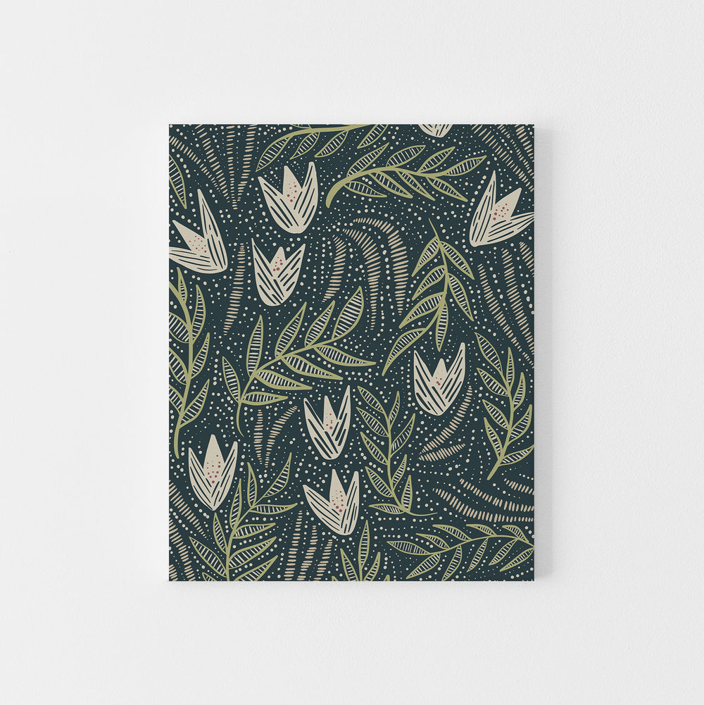 Blue and Beige Modern Floral Wildflower Illustration Wall Art Print or Canvas - Jetty Home