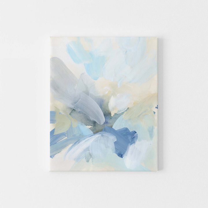 Light Blue and White Modern Abstract Painting Wall Art Print or Canvas - Jetty Home