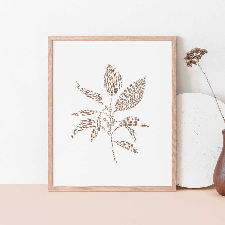 Modern Botanical Illustration Fall Buckthorn Rust and White Wall Art Print or Canvas - Jetty Home