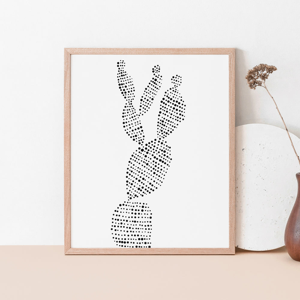 Modern Minimalist Prickly Pear Cactus Illustration Wall Art Print or Canvas - Jetty Home