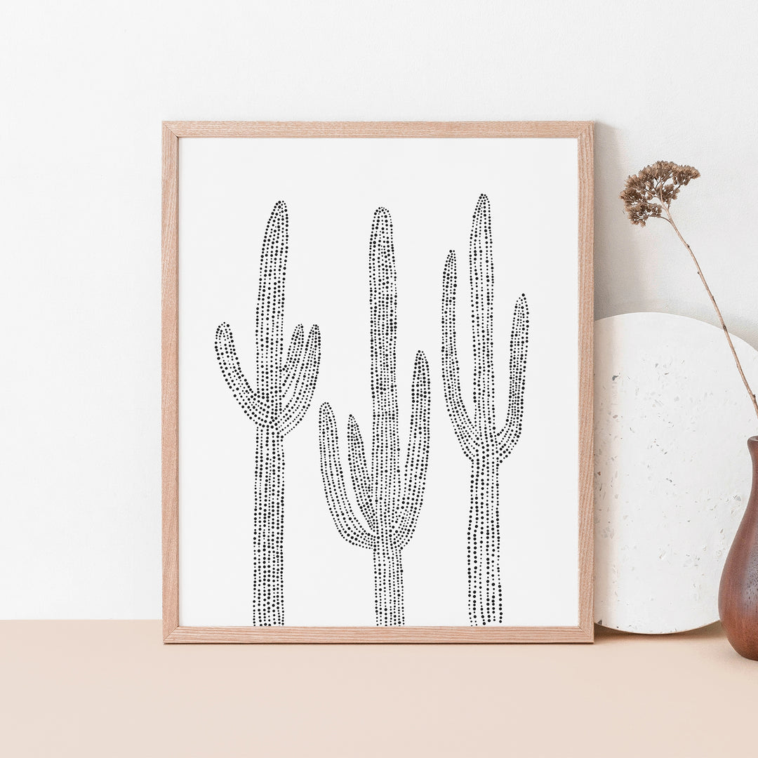 Saguaro Cactus Modern Minimalist Desert Decor Trio Wall Art Print or Canvas - Jetty Home