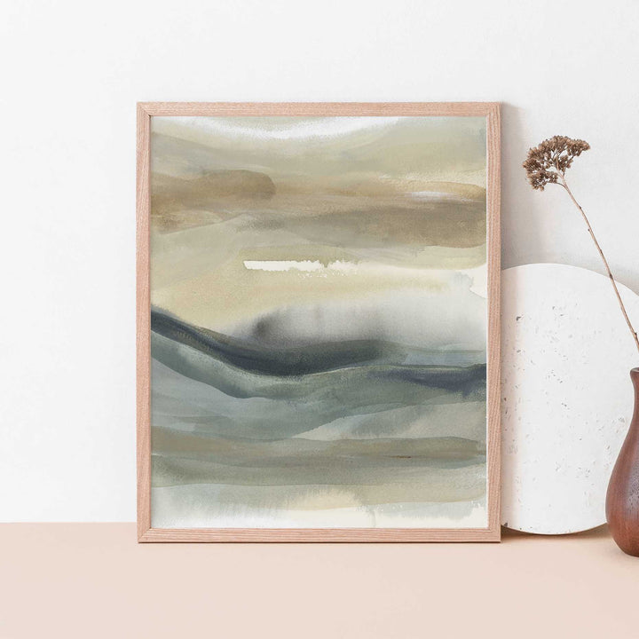Abstract Coastal Landscape Neutral Painting Wall Art Print or Canvas - Jetty Home