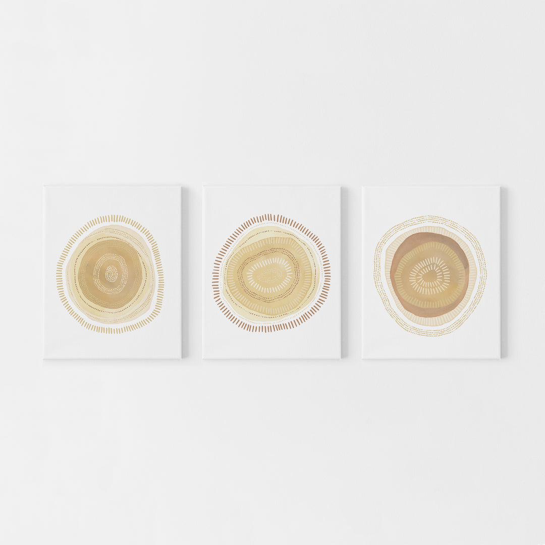 Circle Modern Minimalist Mid Century Triptych Set of 3 Wall Art Prints or Canvas - Jetty Home