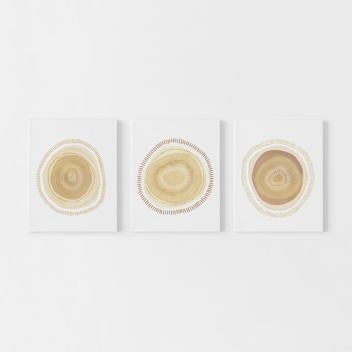 Circle Modern Minimalist Mid Century Triptych Set of 3 Wall Art Prints or Canvas - Jetty Home