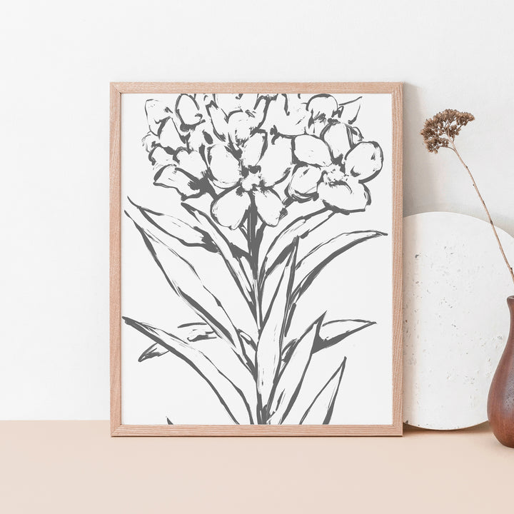 Oleander Modern Floral Minimalist Farmhouse Country Wall Art Print or Canvas - Jetty Home