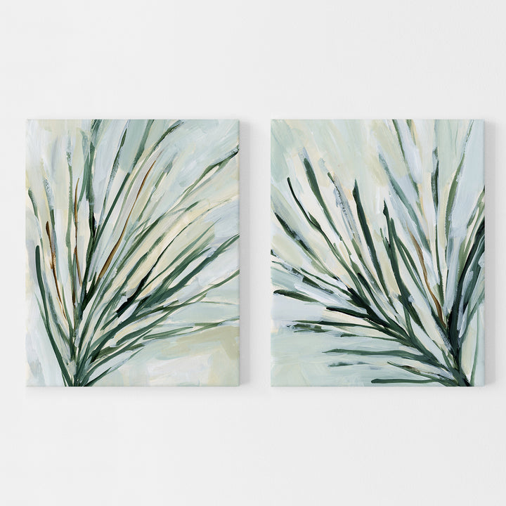 Pine Branch Paintings Diptych Set of 2 Wall Art Print or Canvas - Jetty Home