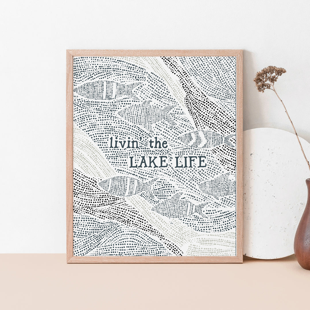 Livin' the Lake Life Quote Wall Art Print or Canvas - Jetty Home