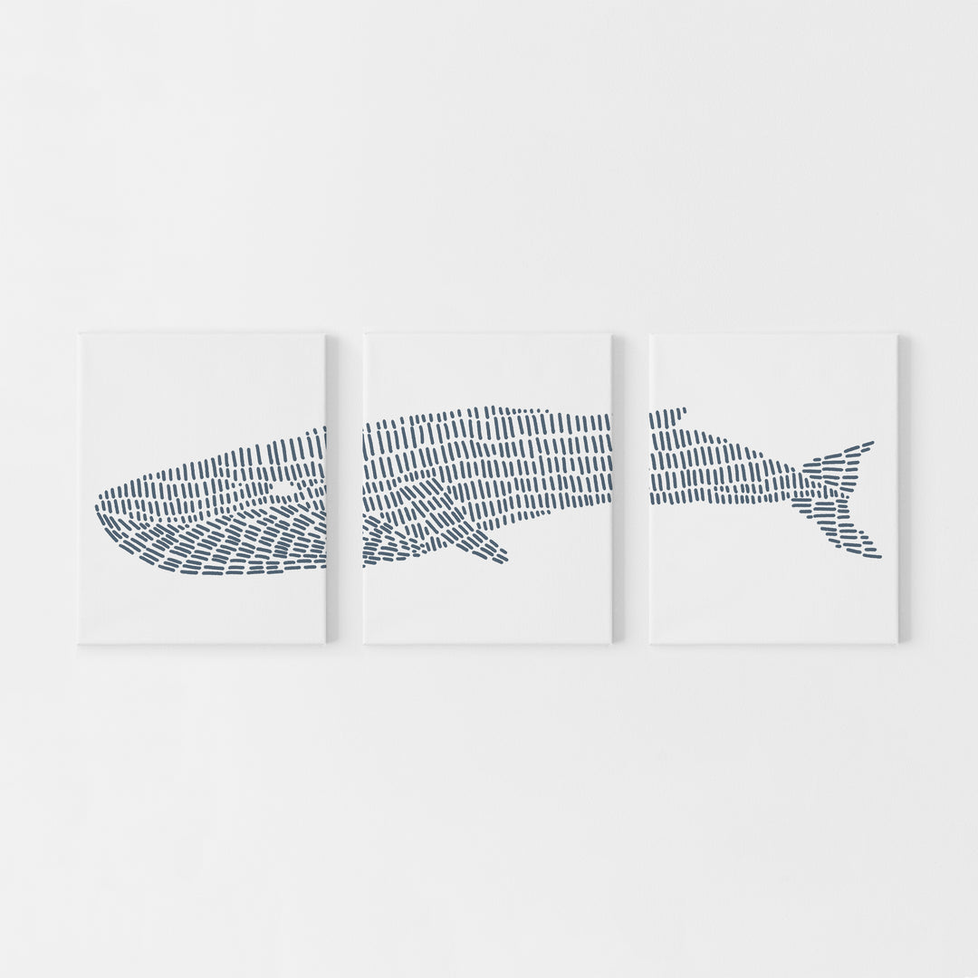 Blue Whale Illustration - Set of 3  - Art Prints or Canvases - Jetty Home