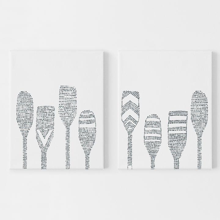 Lake Paddle Boating Oars Nautical Diptych Set of 2 Wall Art Print or Canvas - Jetty Home