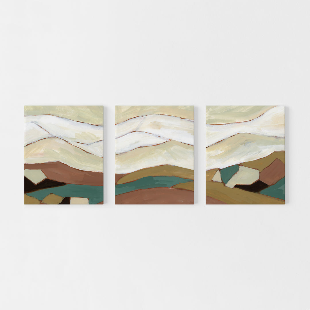 Modern Landscape Countryside Paintings Triptych Set of Three Wall Art Prints or Canvas - Jetty Home