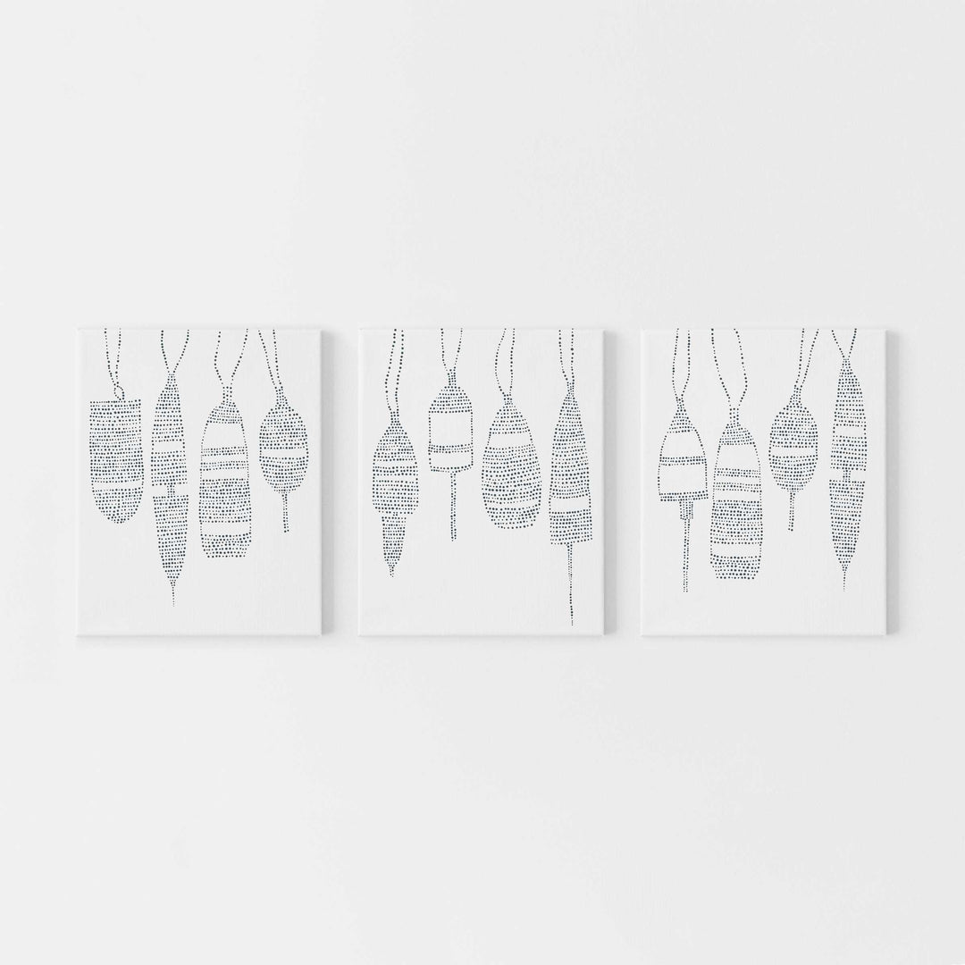 Ocean Buoys Marker Nautical Triptych Set of Three Wall Art Prints or Canvas - Jetty Home