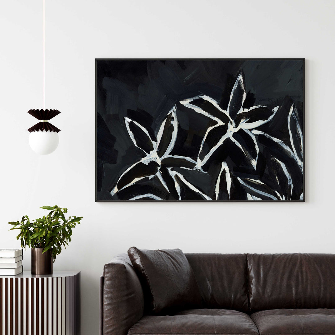 Black and Cream Lily Painting Wall Art Print or Canvas - Jetty Home