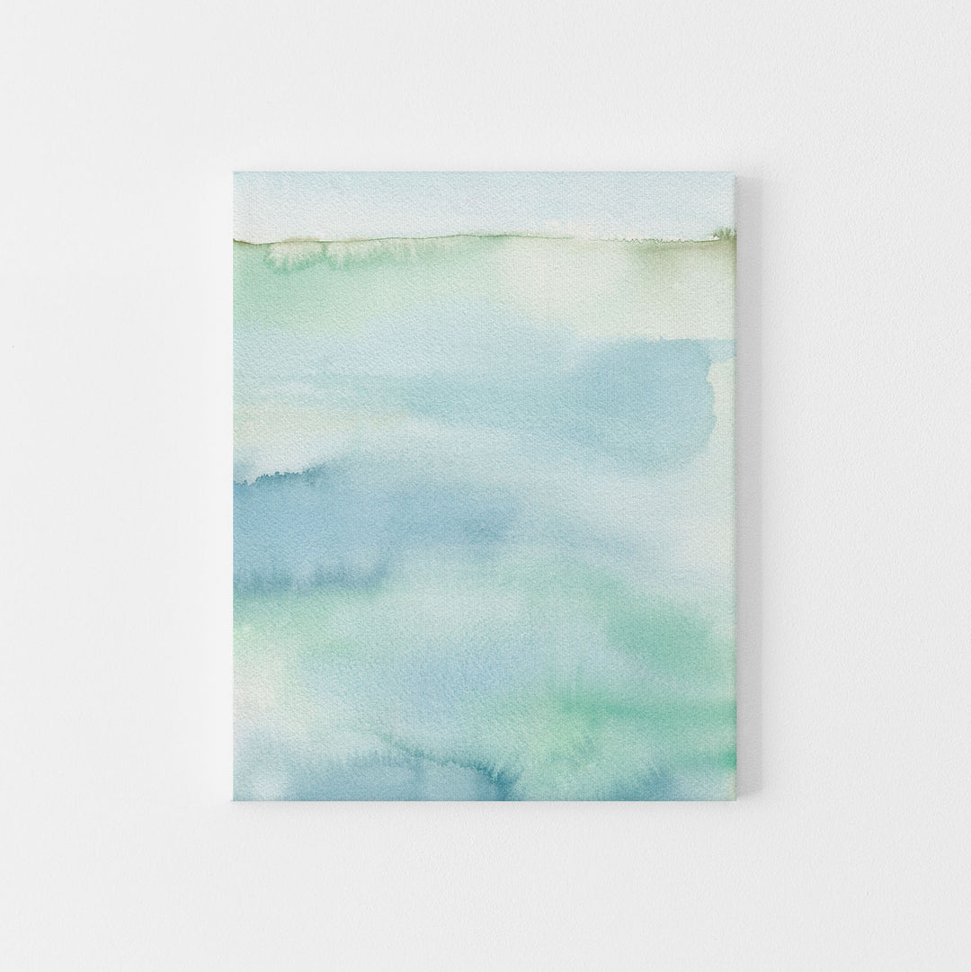 Modern Beach Seascape Watercolor Blue Green Painting Wall Art Print or Canvas - Jetty Home