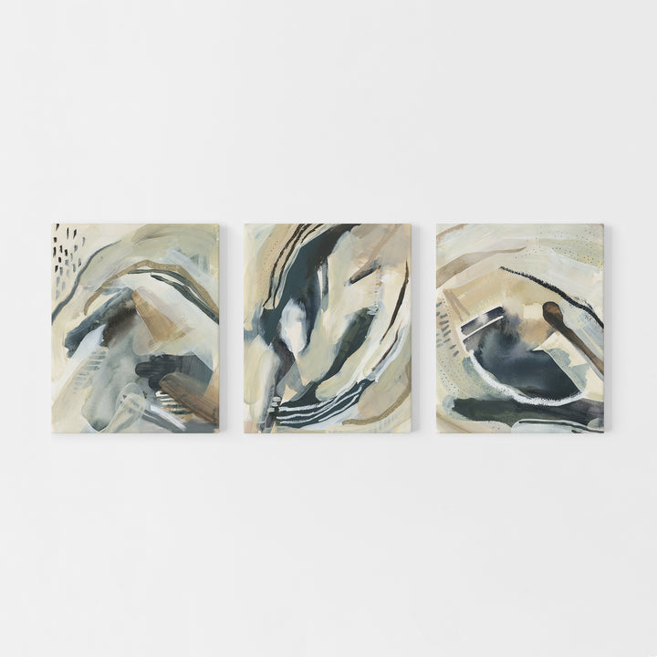 Fluid Abstract Paintings Triptych Set of Three Wall Art Prints or Canvas - Jetty Home