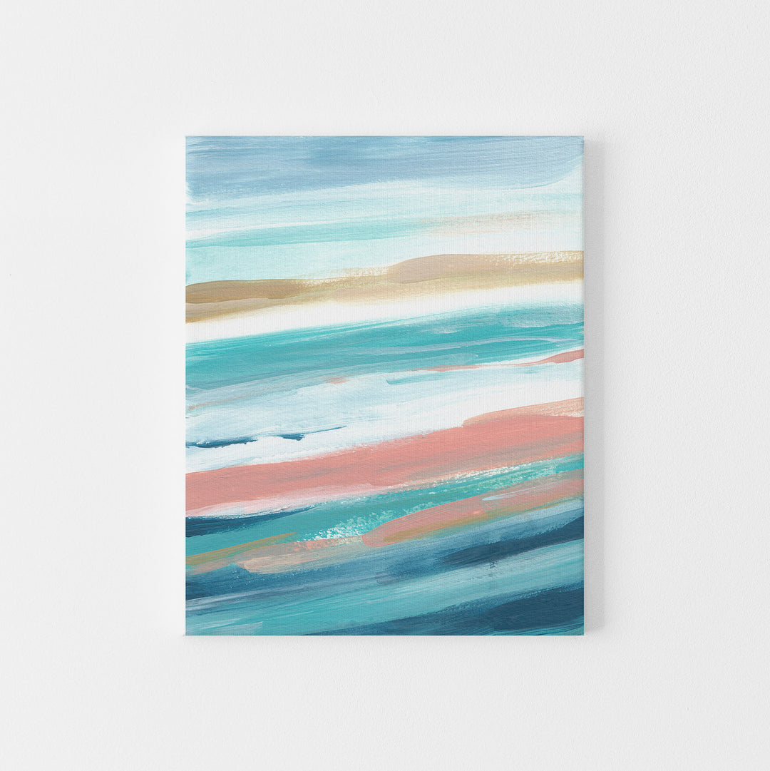 Modern Beach House Painting Turquoise Seascape Ocean Wall Art Print or Canvas - Jetty Home