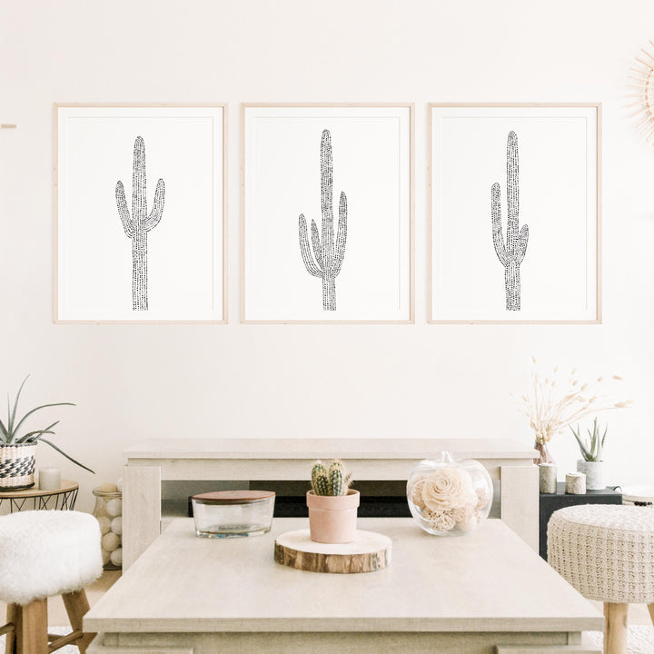 Saguaro Cactus Trio - Set of 3  - Art Prints or Canvases - Jetty Home