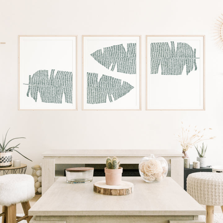Modern Banana Leaves - Set of 3  - Art Prints or Canvases - Jetty Home