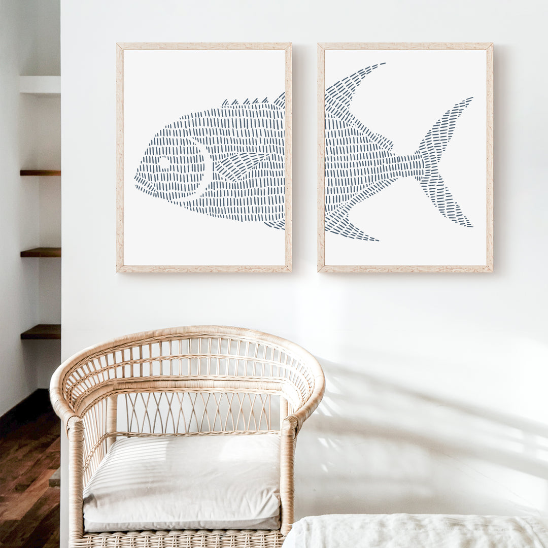 Permit Fish Illustration - Set of 2  - Art Prints or Canvases - Jetty Home