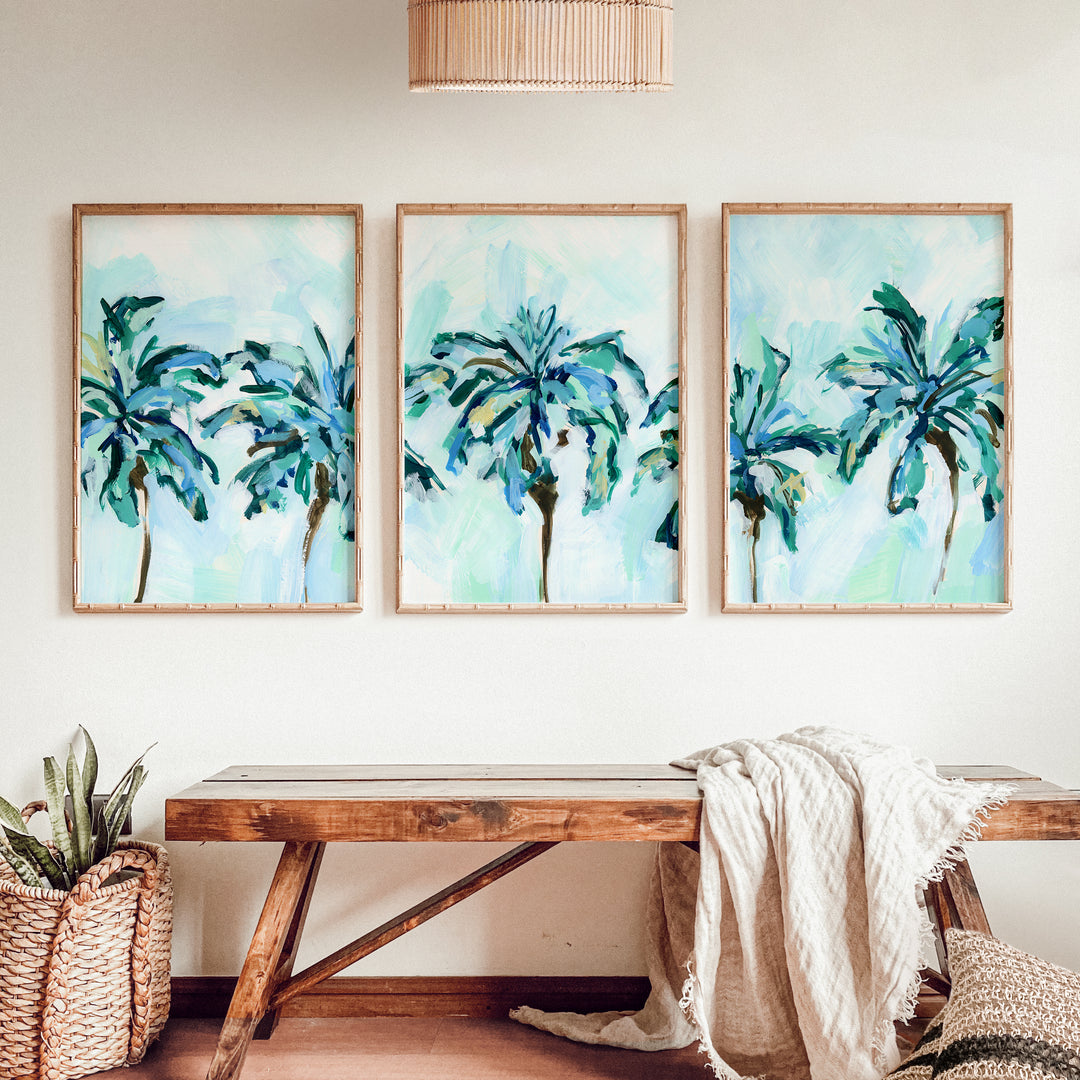 Breezy Island Palms - Set of 3  - Art Prints or Canvases - Jetty Home