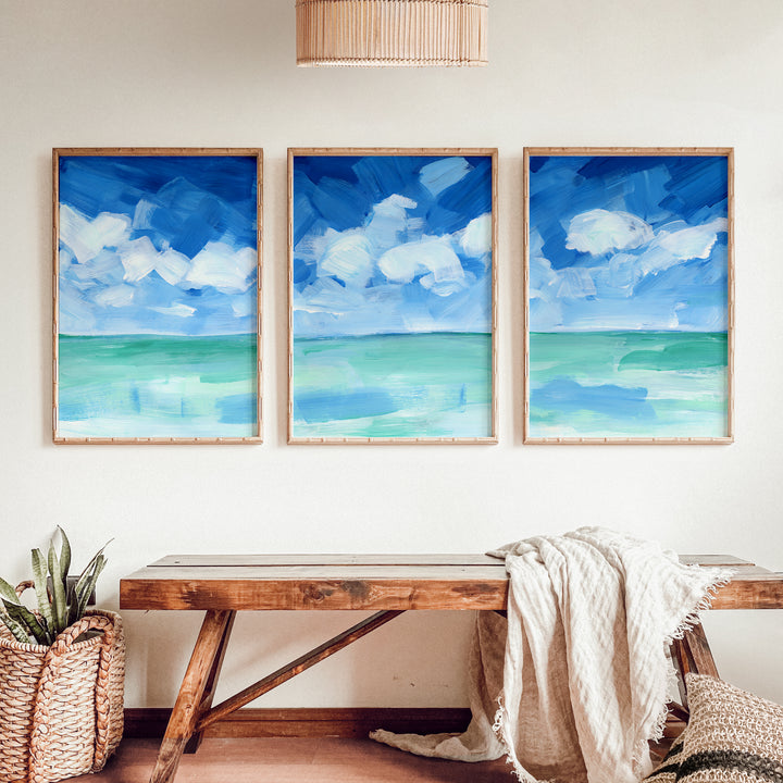 Tropical Caribbean Seascape - Set of 3  - Art Prints or Canvases - Jetty Home