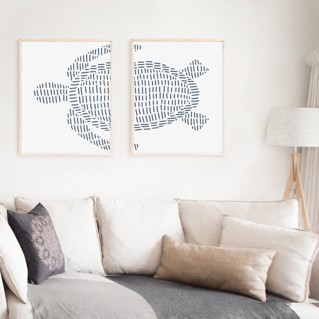 Sea Turtle Illustration - Set of 2  - Art Prints or Canvases - Jetty Home