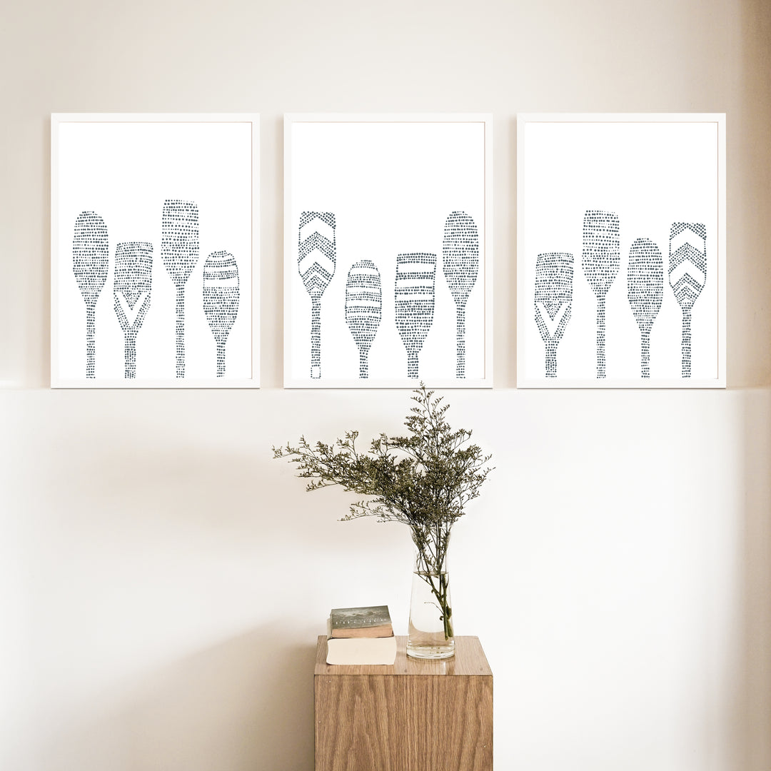 Lake House Oar Paddles - Set of 3  - Art Prints or Canvases - Jetty Home