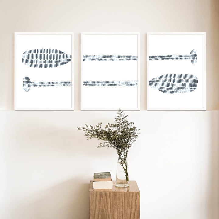 Paddle Oar Nautical Illustration - Set of 3  - Art Prints or Canvases - Jetty Home