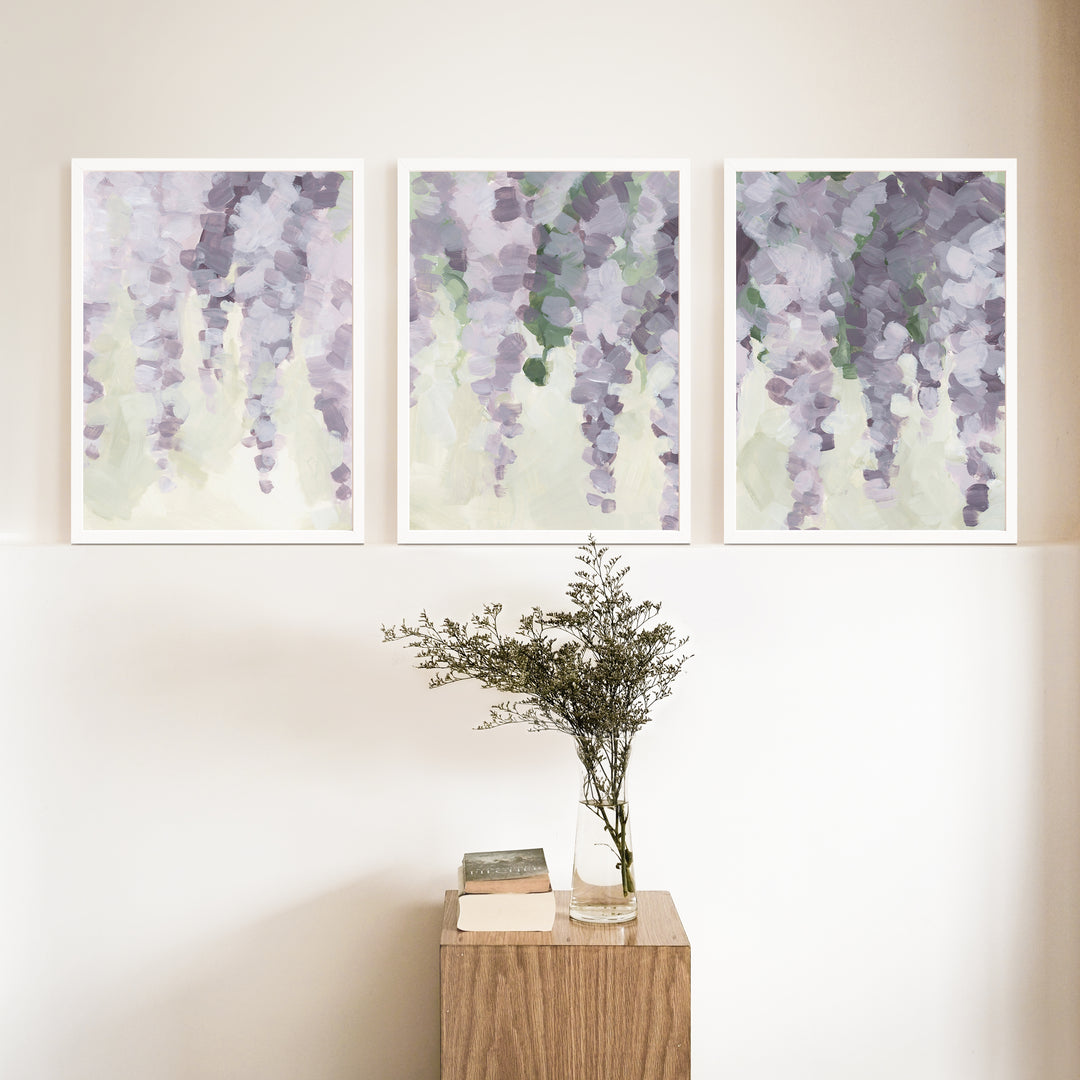 Wisteria Glow - Set of 3  - Art Prints or Canvases - Jetty Home