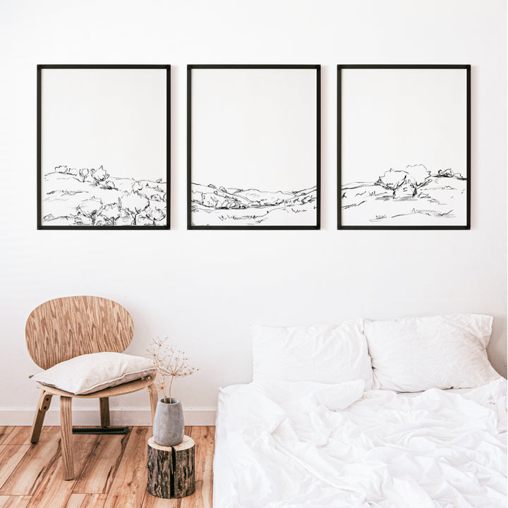The Hillside Oak Trees - Set of 3  - Art Prints or Canvases - Jetty Home