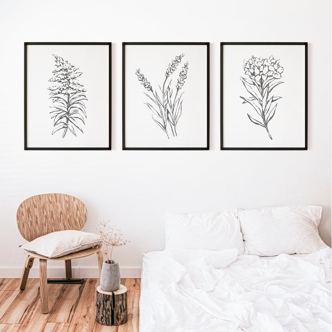 Florals in the Countryside - Set of 3  - Art Prints or Canvases - Jetty Home