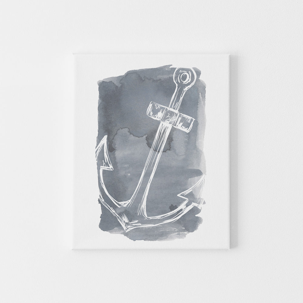 Watercolor Anchor Illustration Nautical Wall Art Print or Canvas - Jetty Home