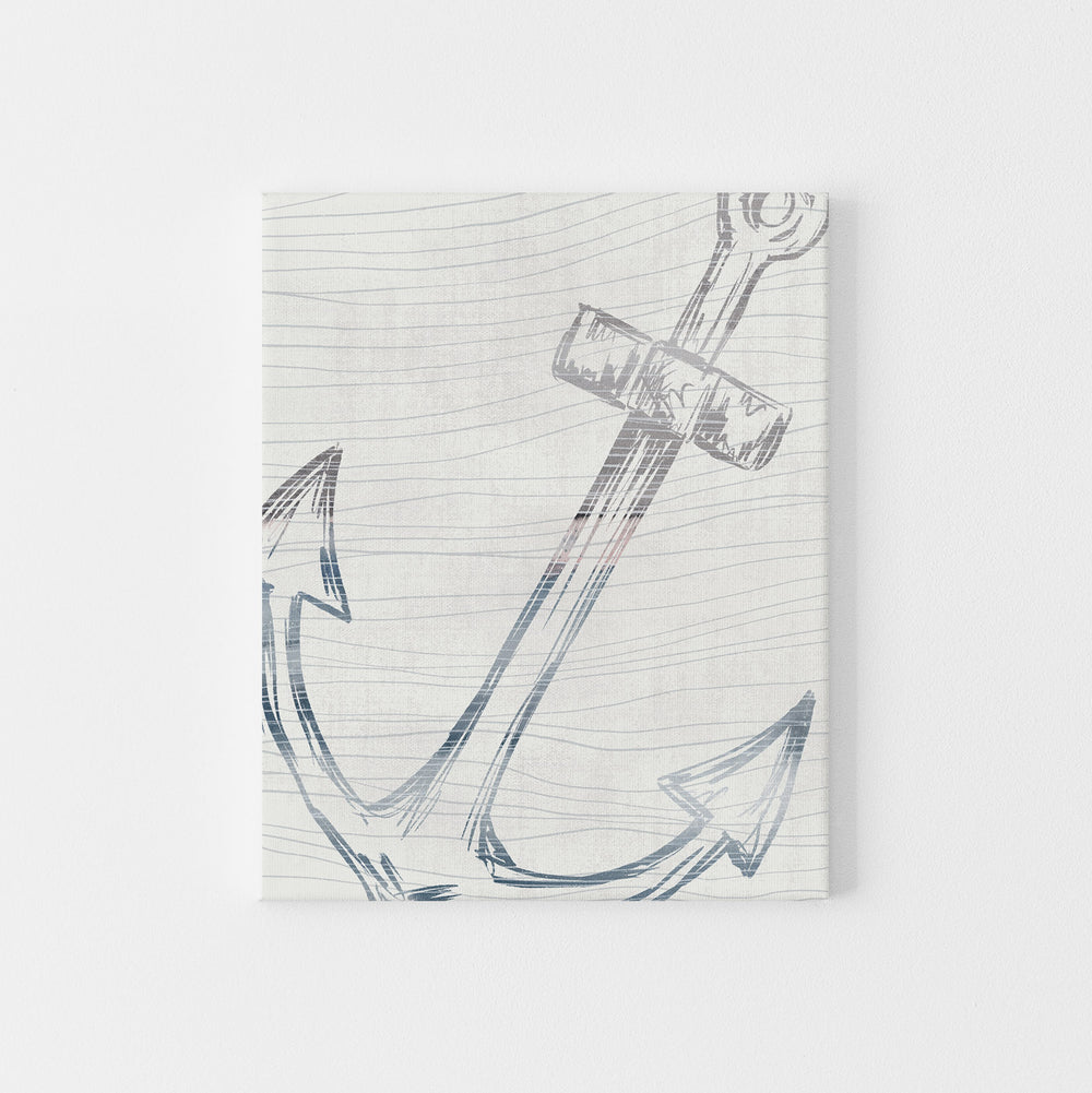 Modern Anchor Nautical Watercolor Coastal Wall Art Print or Canvas - Jetty Home