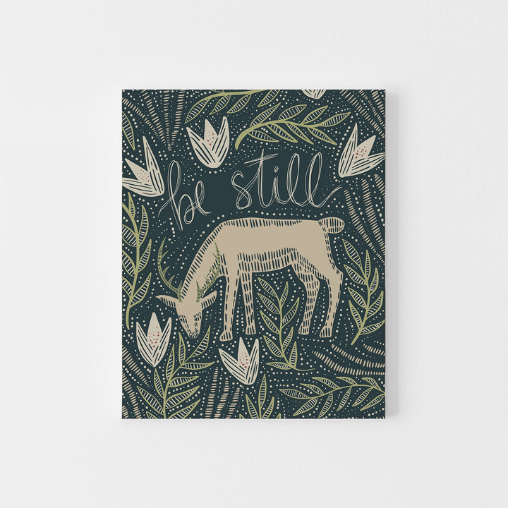 Be Still Scandinavian Deer Illustration Whimsical Wall Art Print or Canvas - Jetty Home