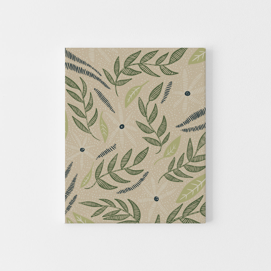 Beige, Blue and Green Modern Floral Wildflower Illustration Wall Art Print or Canvas - Jetty Home