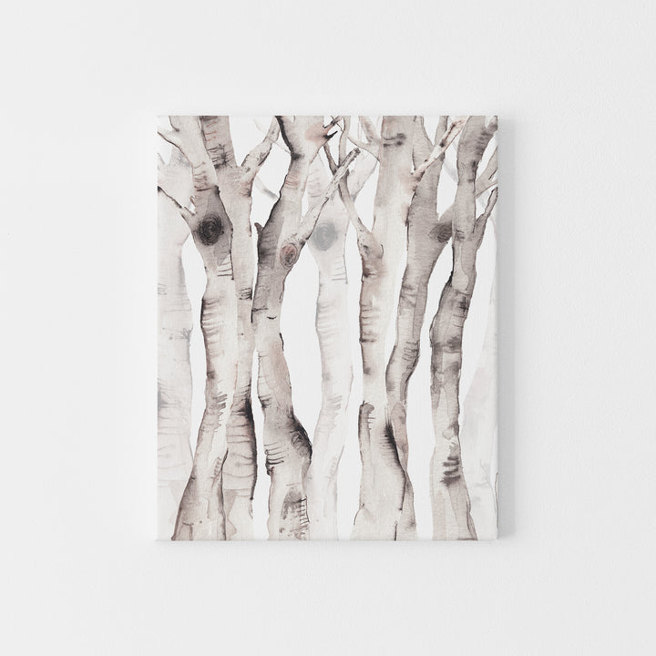 Modern Forest Birch Tree Watercolor Wall Art Print or Canvas - Jetty Home