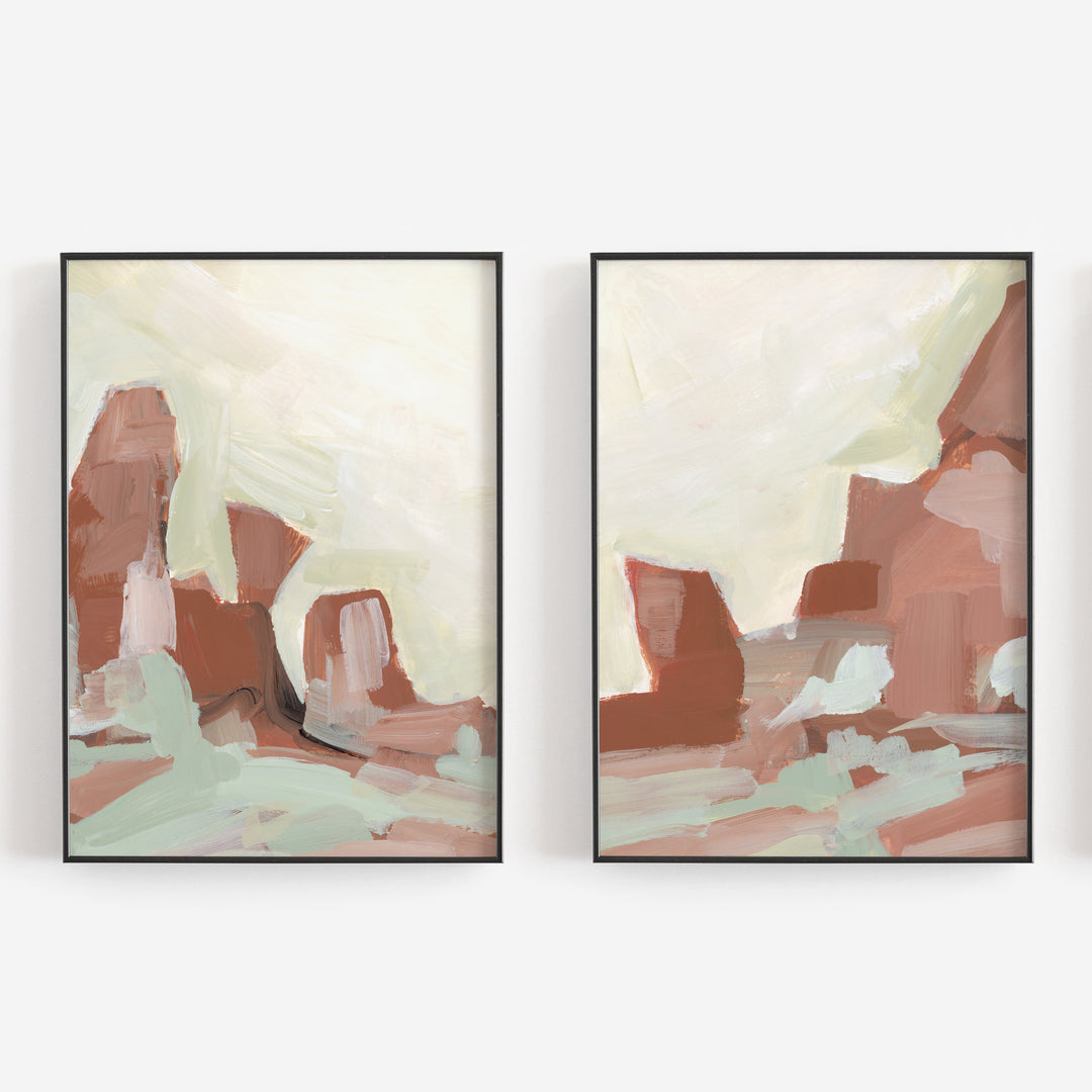 Sedona Desert Landscape Painting Diptych Set of 2 Wall Art Print or Canvas - Jetty Home
