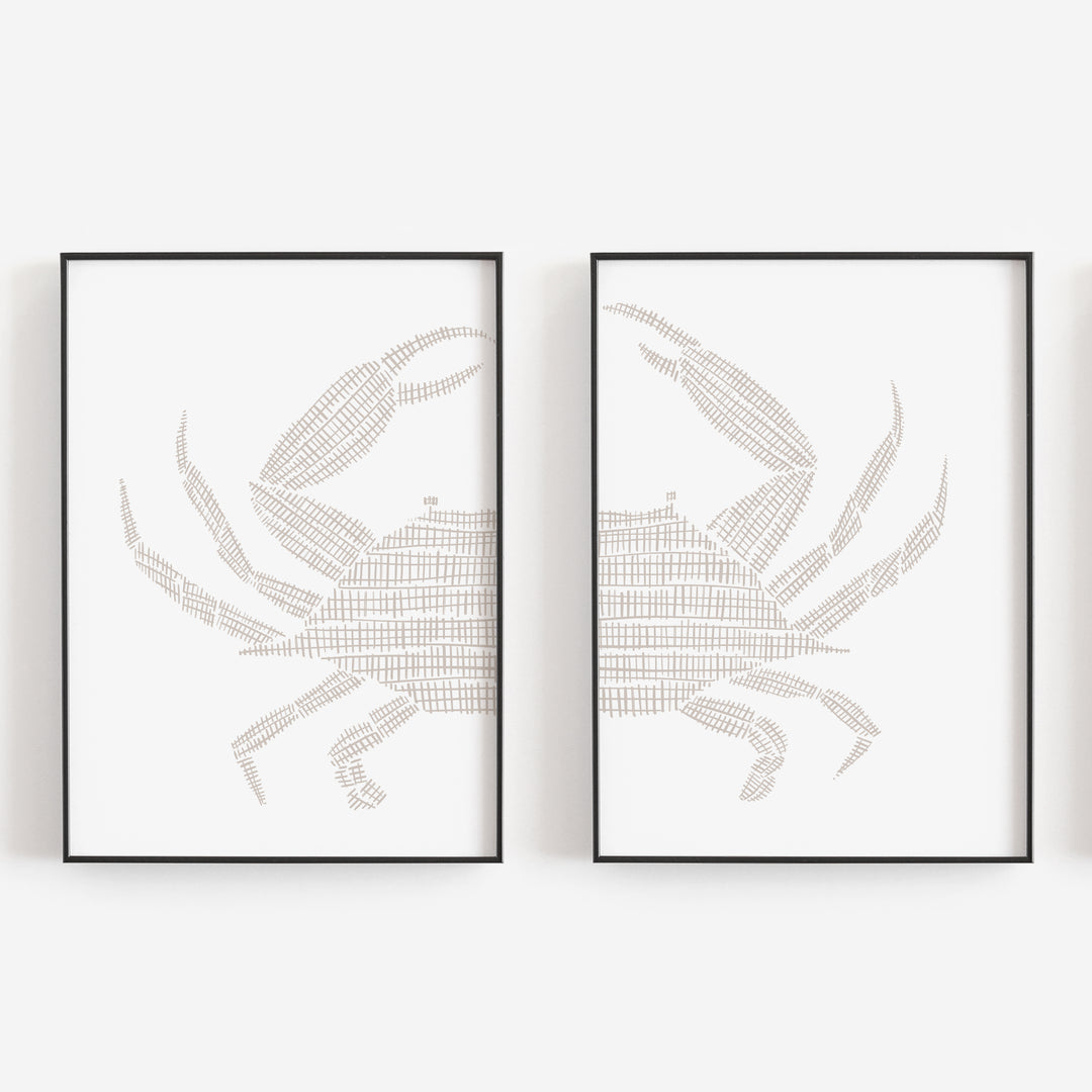Woven Stone Crab Diptych - Set of 2  - Art Prints or Canvases - Jetty Home