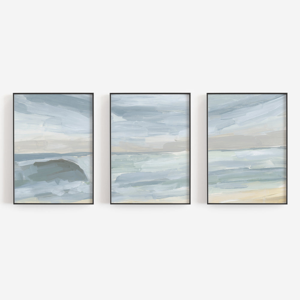 "Barreling Wave" Ocean Painting - Set of 3 - Art Print or Canvas - Jetty Home