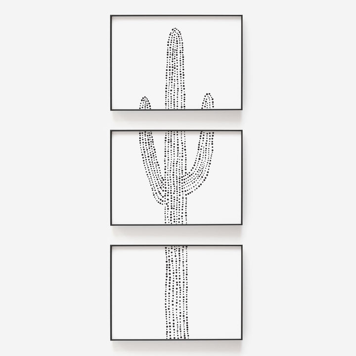 Saguaro Cactus Modern Desert Vertical Triptych Set of Three Wall Art Prints or Canvas - Jetty Home