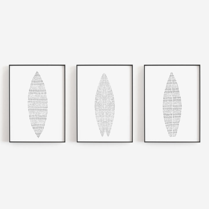 "Surfer's Grove" Modern Surfboard Illustration  - Set of 3 - Art Print or Canvas - Jetty Home