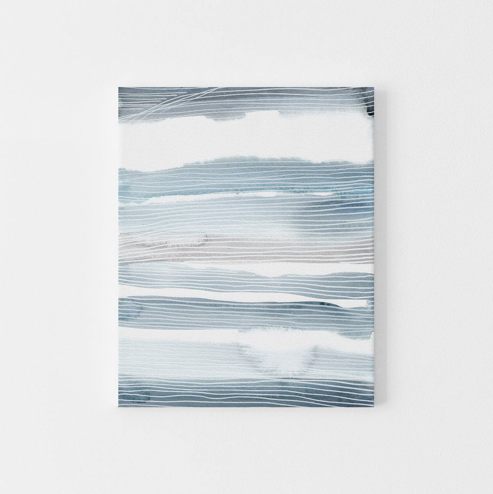 Blue and White Modern Coastal Watercolor Painting Wall Art Print or Canvas - Jetty Home