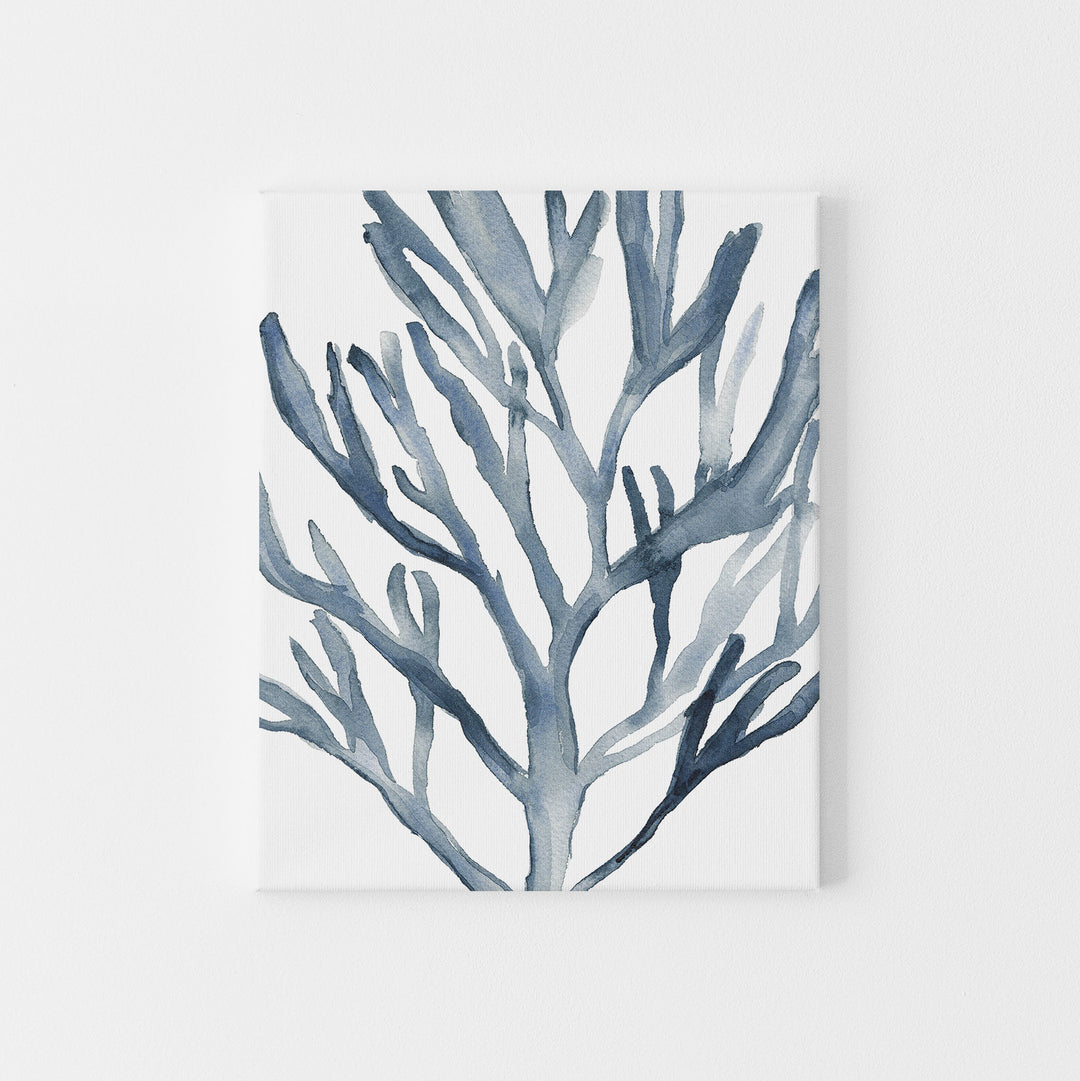 Blue Seaweed Coral Watercolor Art Print or Canvas - Jetty Home