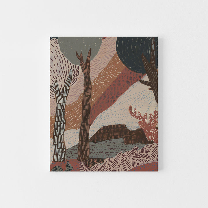 Woodland Boho Patterned Abstract Autumnal Painting Warm Wall Art Print or Canvas - Jetty Home
