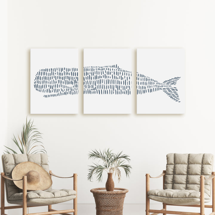 Sperm Whale Modern Illustration - Set of 3  - Art Prints or Canvases - Jetty Home